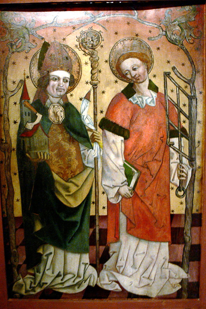 35-Oberhausmuseum (Passau). Pittura di Saint Wolfgang e Saint Lawrence-1480