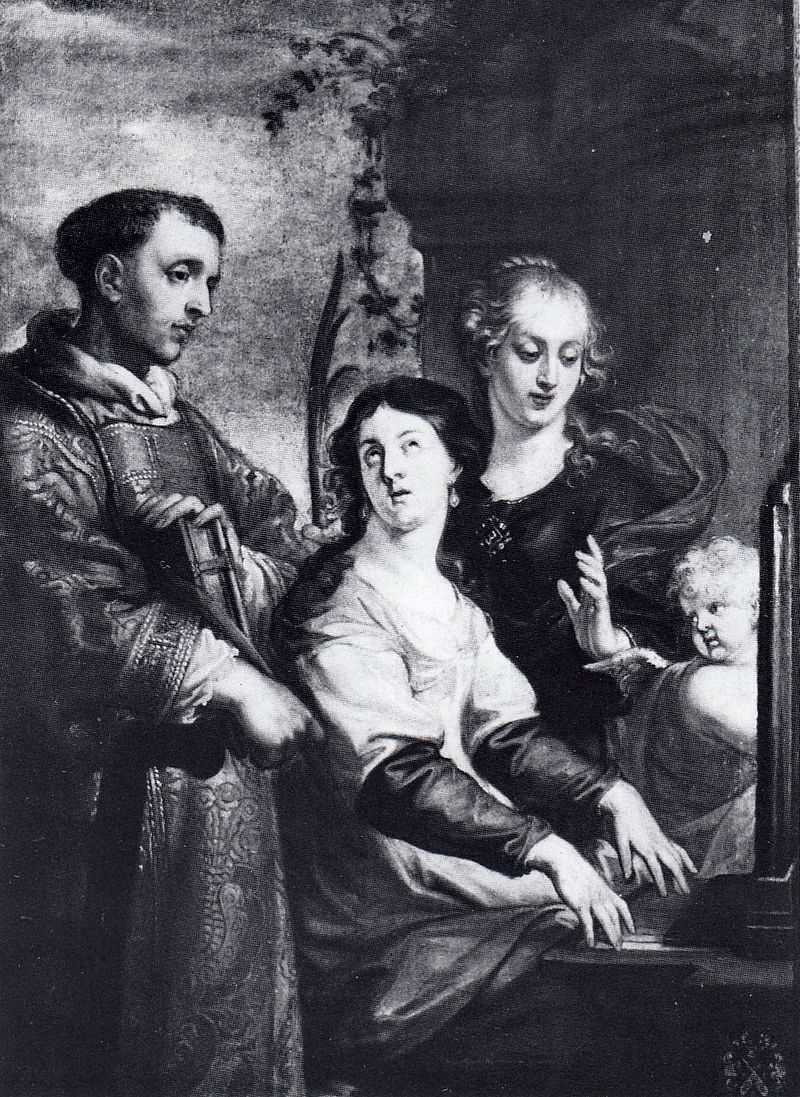 37-Santa Cecilia, Santa Lorenzo e Santa Barbara, attribuito a Theodoor van Thulden (1606-1669), nel Tesoro della Basilica di Nostra Signora a Maastricht, Paesi Bassi