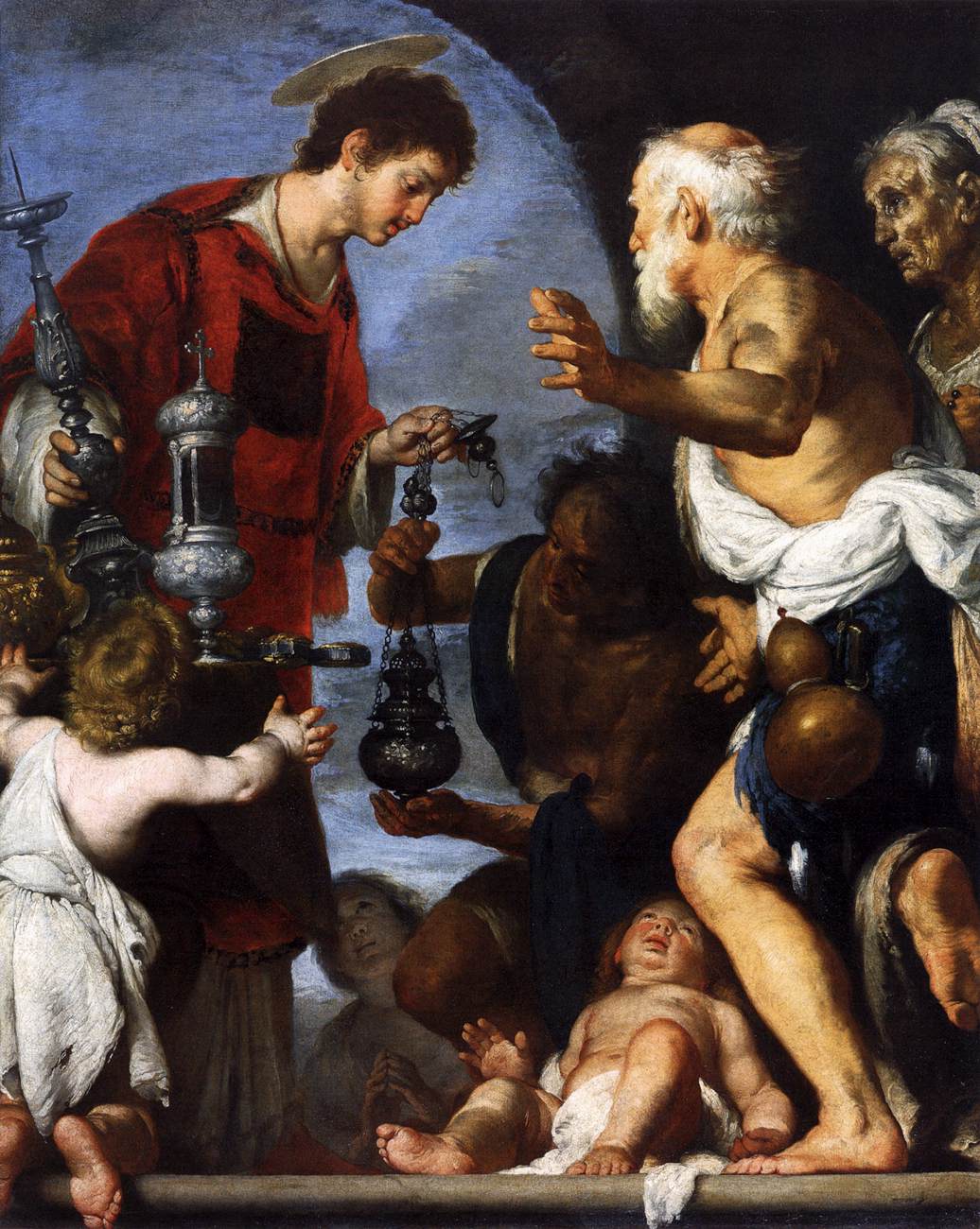 6-Bernardo Strozzi-La carità di San Lorenzo-San Nicola da Tolentino, Venice