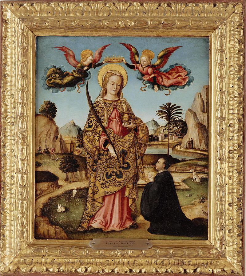 800px Lazzaro Bastiani, Italian (Venetian), c. 1425 1512 St. Lucy and Kneeling Donor, ca.1480 90 Kress Collection